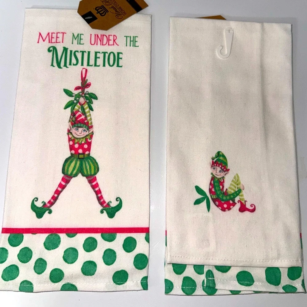 Christmas Elf Kitchen Towels - 3 different designs - PRICE IS FOR 1 Towel - Picture 2 of 6